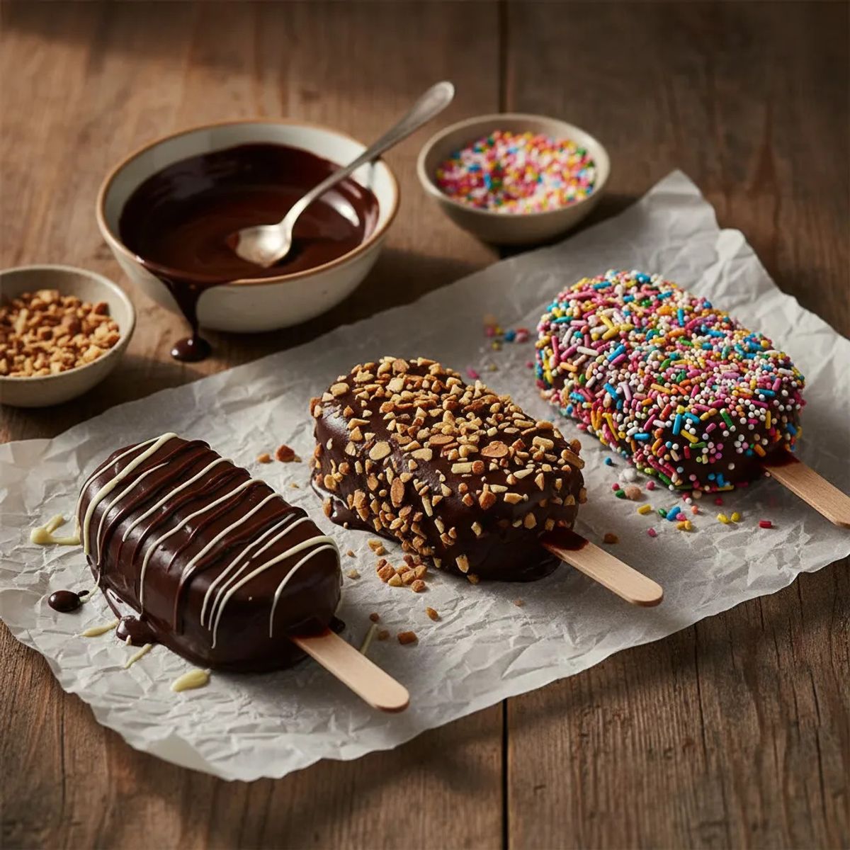 GENERICO - Molde Silicona Helado Paleta Magnum 3 Cavidades + Palitos