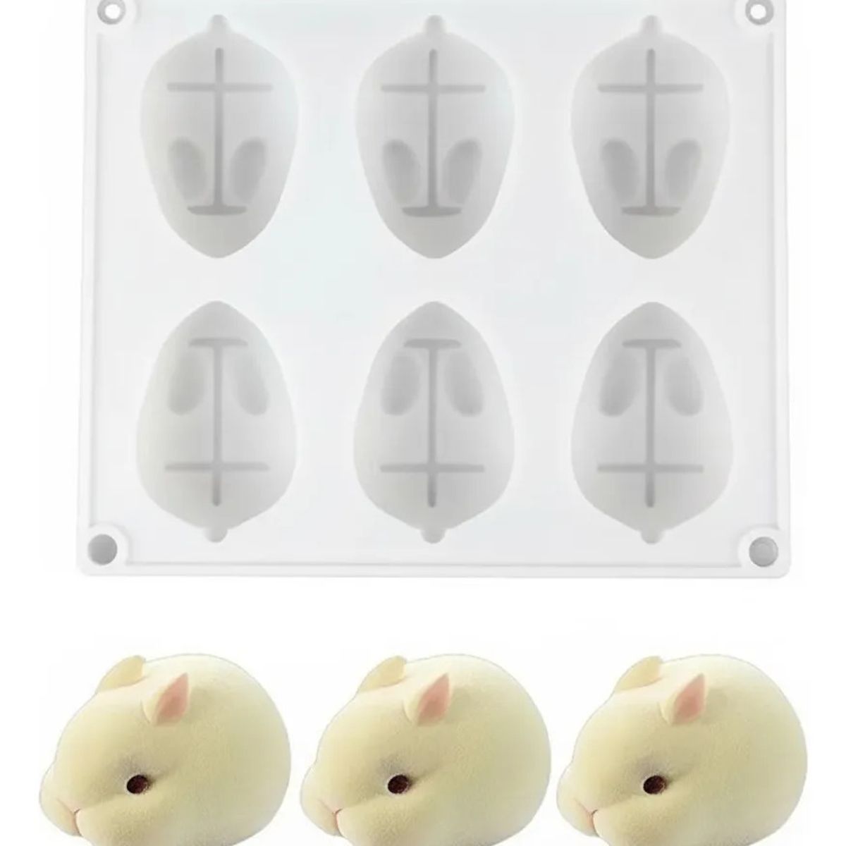GENERICO - Pack 3 Molde Silicona 3D Conejo 6 Cavidades Mousse Chocolate