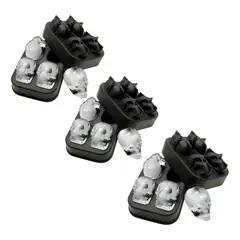 GENERICO - Pack x 3 Molde Hielo Calavera 3D Silicona 4 Cavidades 3.5cm