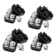 GENERICO - Pack x 4 Molde Hielo Calavera 3D Silicona 4 Cavidades 3.5cm