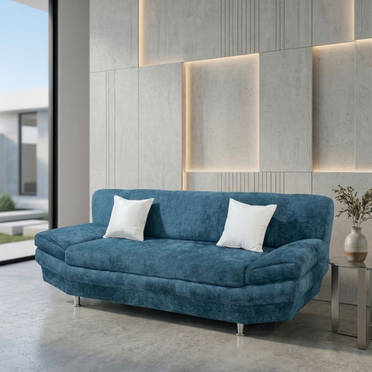 MUEBLES NEW - SOFA ITALIA AZUL FELPA