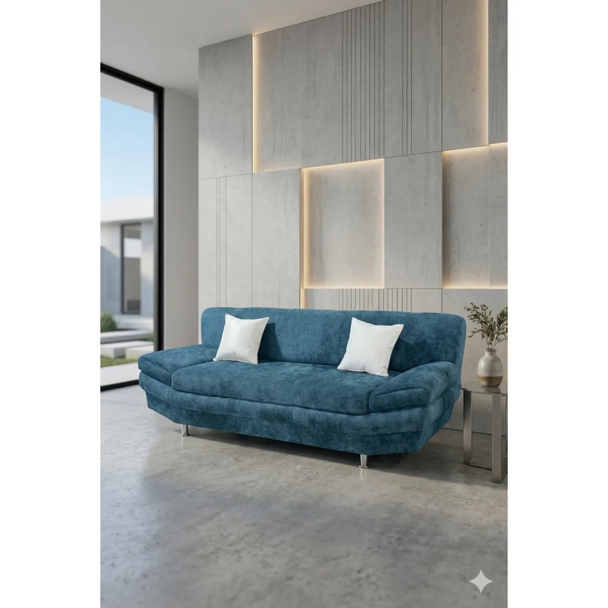 MUEBLES NEW - SOFA ITALIA AZUL FELPA