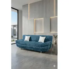 MUEBLES NEW - SOFA ITALIA AZUL FELPA