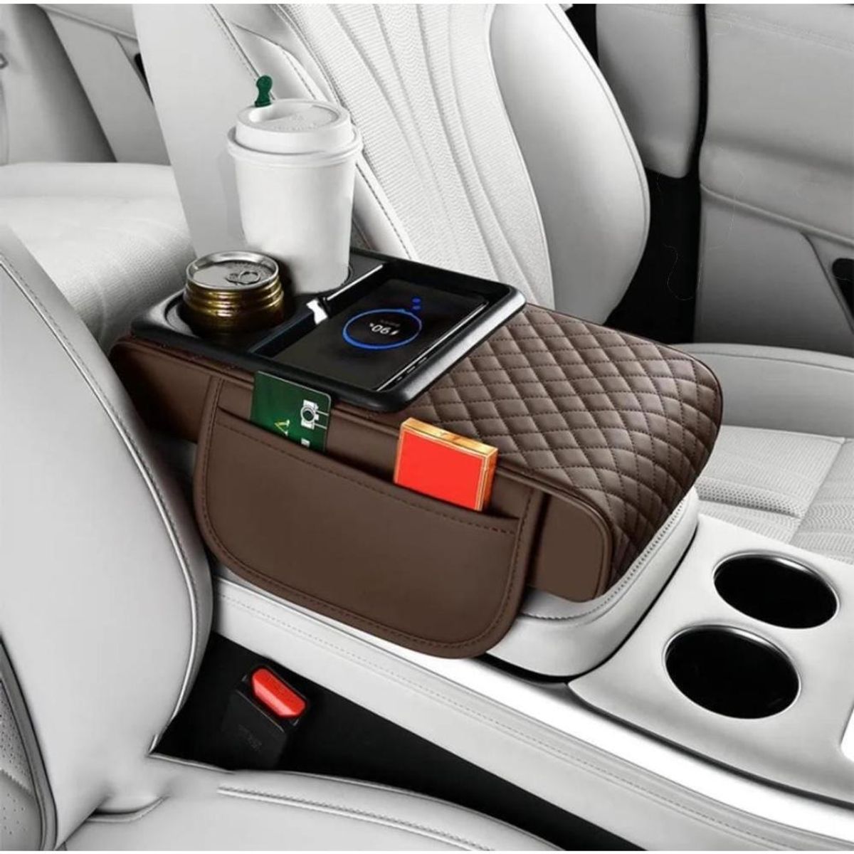 GENERICO - Portavasos De Consola Apoya Brazos Organizador Para Automóvil Universal Café