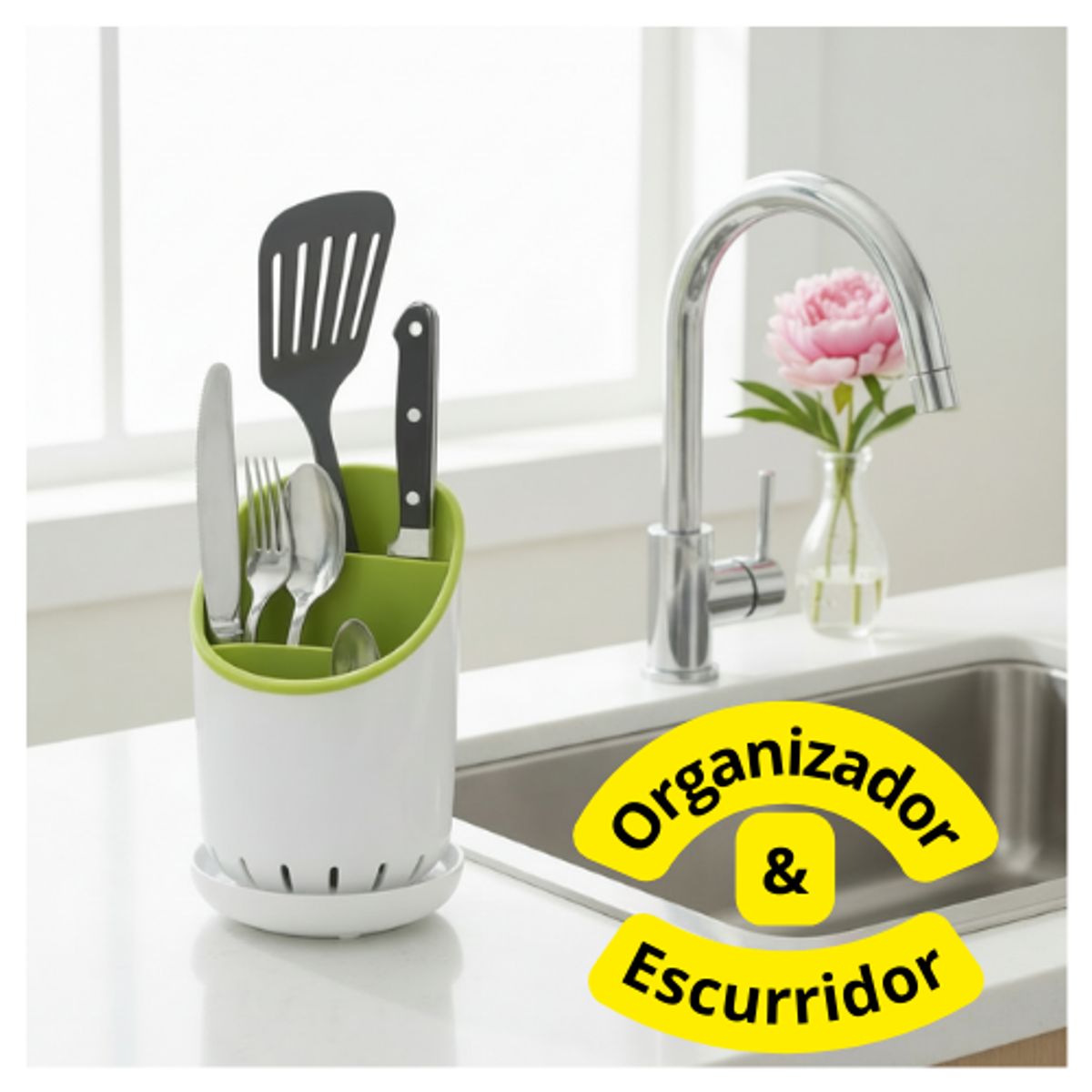 MOVI - Escurridor de Cubiertos con drenaje desmontable y base antideslizante