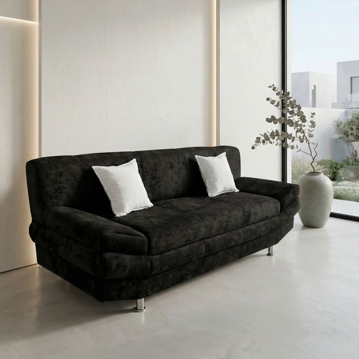 MUEBLES NEW - SOFA ITALIA NEGRO FELPA