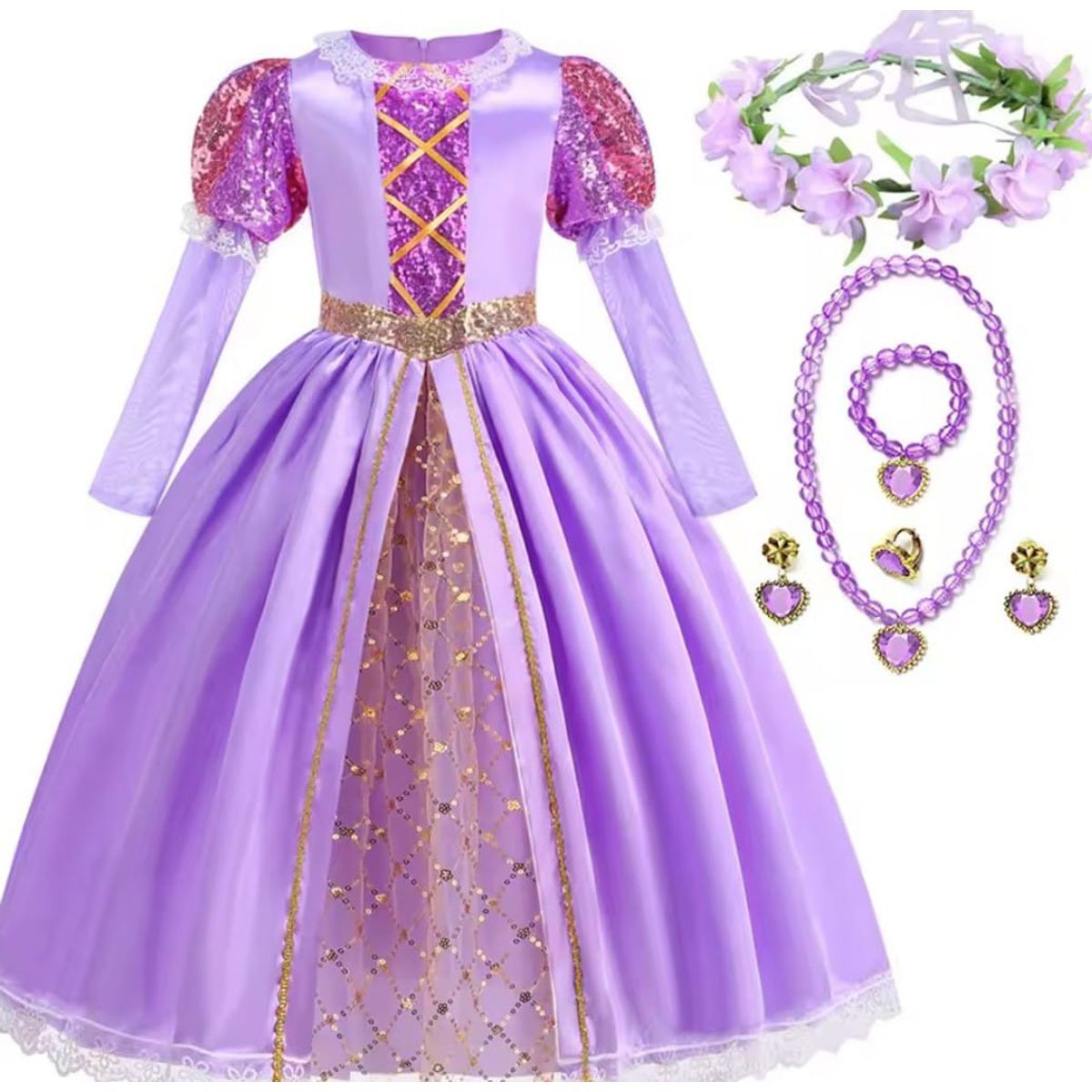 GENERICO - Set disfraz y accesorios para niña 4 a 5 años