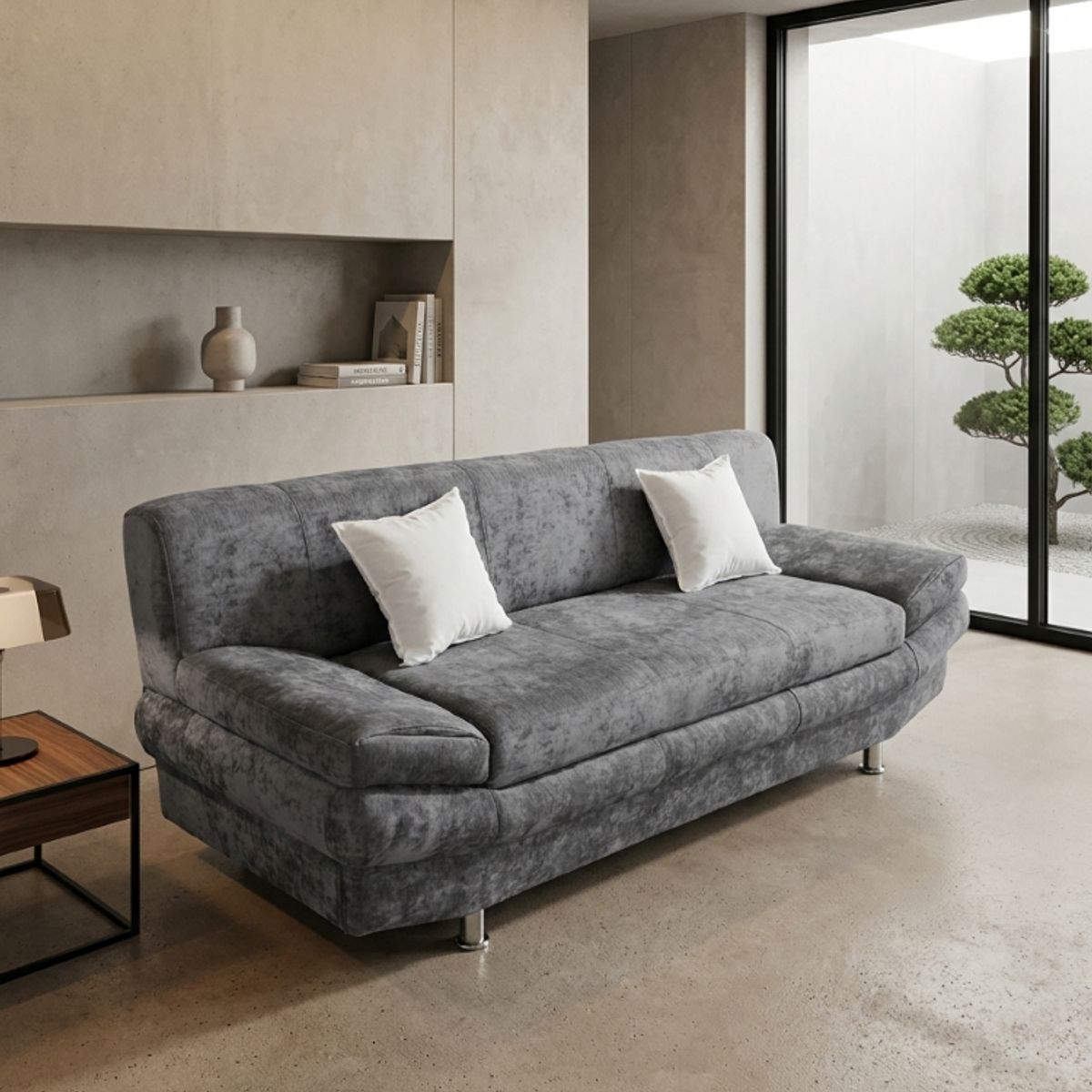 MUEBLES NEW - SOFA ITALIA GRIS FELPA