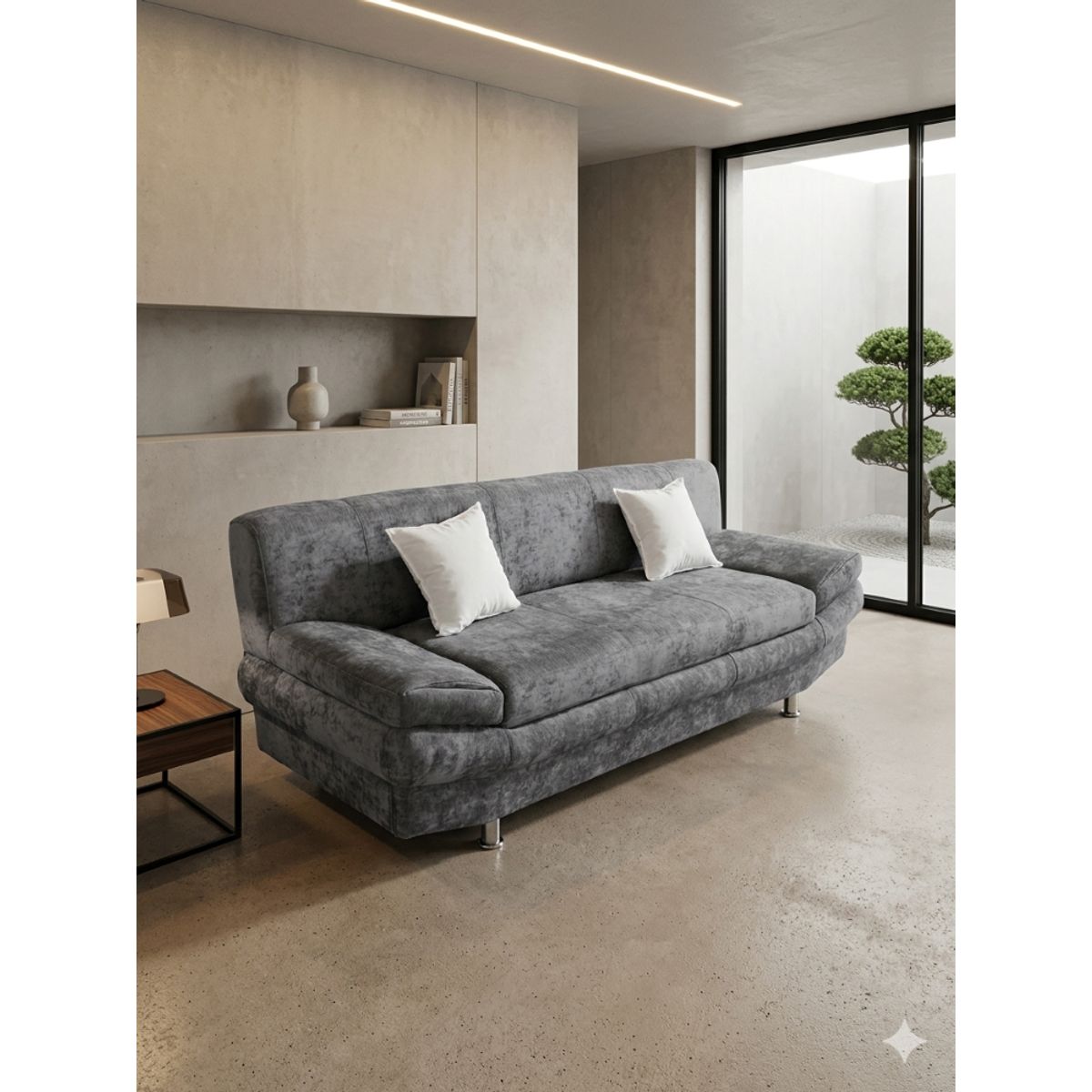 MUEBLES NEW - SOFA ITALIA GRIS FELPA