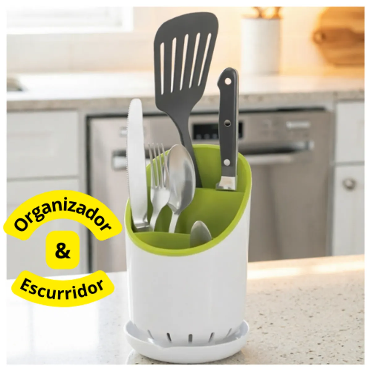 MOVI - Escurridor de Cubiertos con drenaje desmontable y base antideslizante