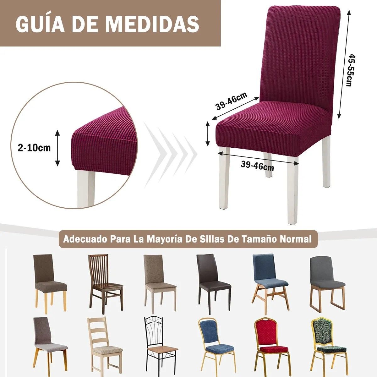 GENERICO - Pack 6 Fundas Cubre Sillas Cuadrille Elasticada Para Comedor BELUG