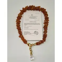 GENERICO - Collar ámbar báltico crudo 23-25cm con Cristal Swarovski