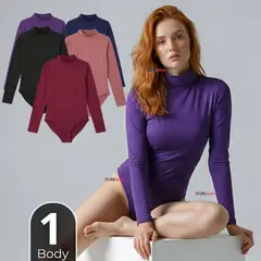 UTILISIMO - Body Manga Larga Bambú Cuello Alto Beatle Mujer Colores Surtidos