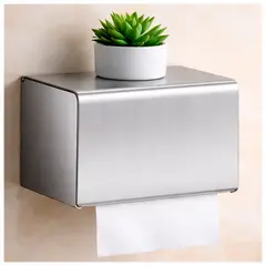 GENERICO - Soporte Porta Papel Higiénico de Pared Grande Cubierto Acero Inoxidable Plateado