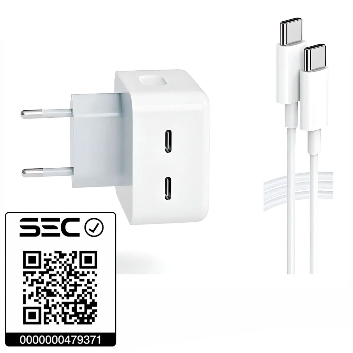 IRM - Cargador Certificado SEC Carga rapida USB-C 40w con Cable Usb Tipo C