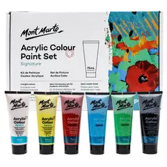 MONT MARTE - Set 6 Pinturas Acrílicas Signature 75ml Colores Primarios