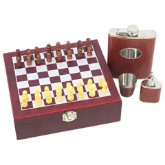 GENERICO - Set Juego de Ajedrez Con Petaca 8oz y Accesorios