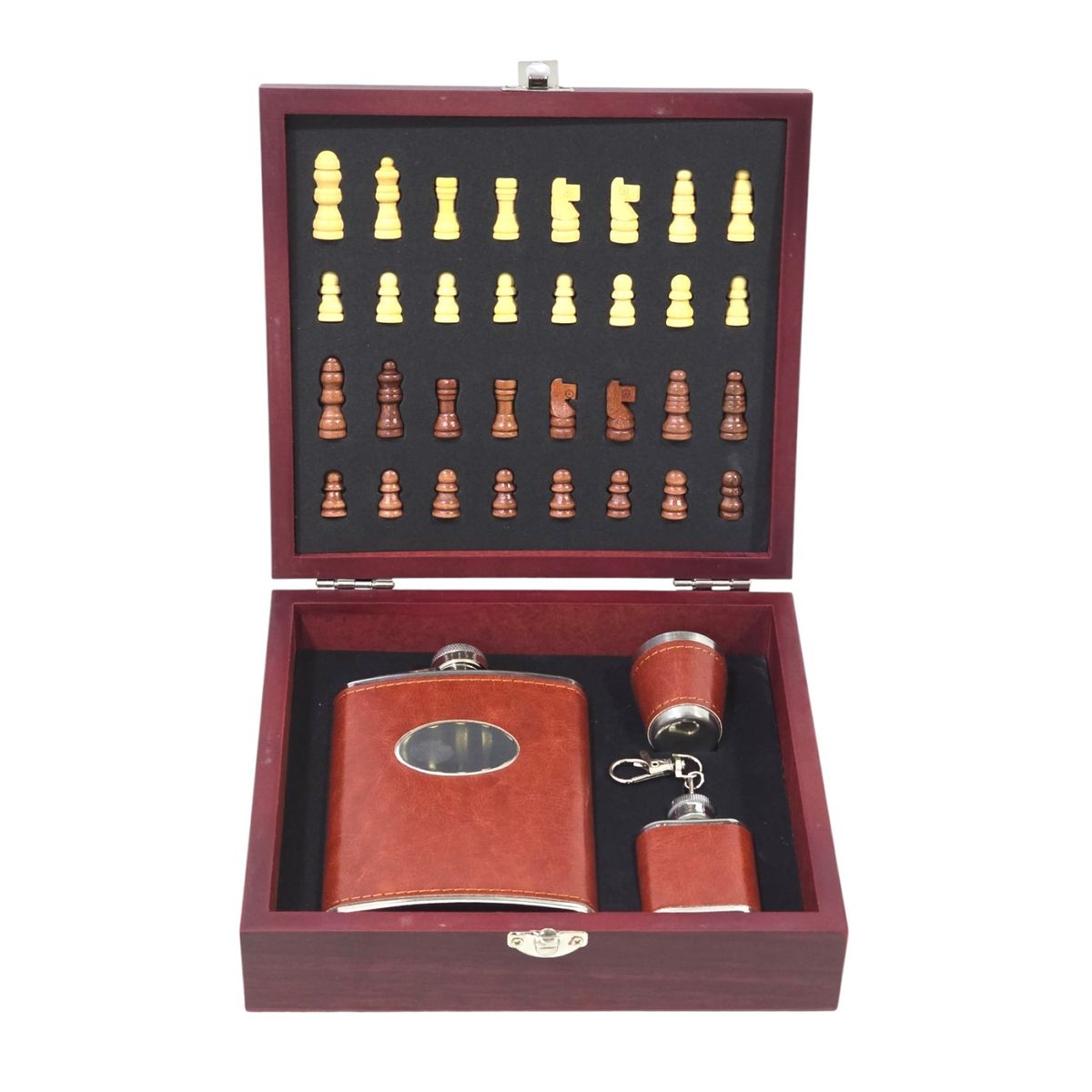 GENERICO - Set Juego de Ajedrez Con Petaca 8oz y Accesorios
