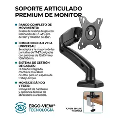 GENERICO - Soporte articulado de escritorio para Monitor o TV pantallas de 17 a 27