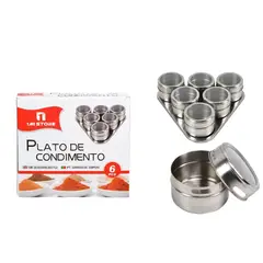 GENERICO - Set Condimentos Acero 6 Piezas Frascos Cocina Organizador