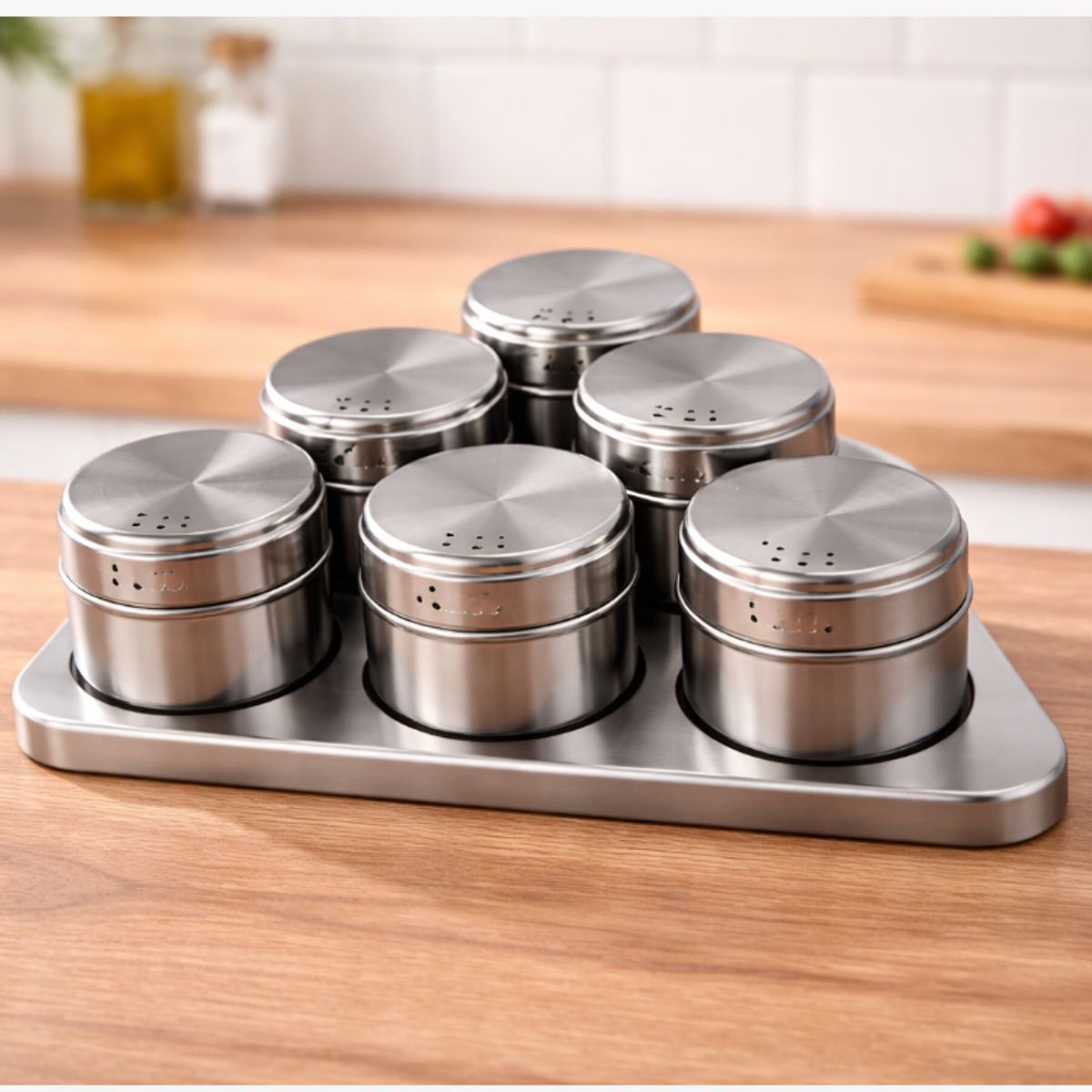 GENERICO - Set Condimentos Acero 6 Piezas Frascos Cocina Organizador