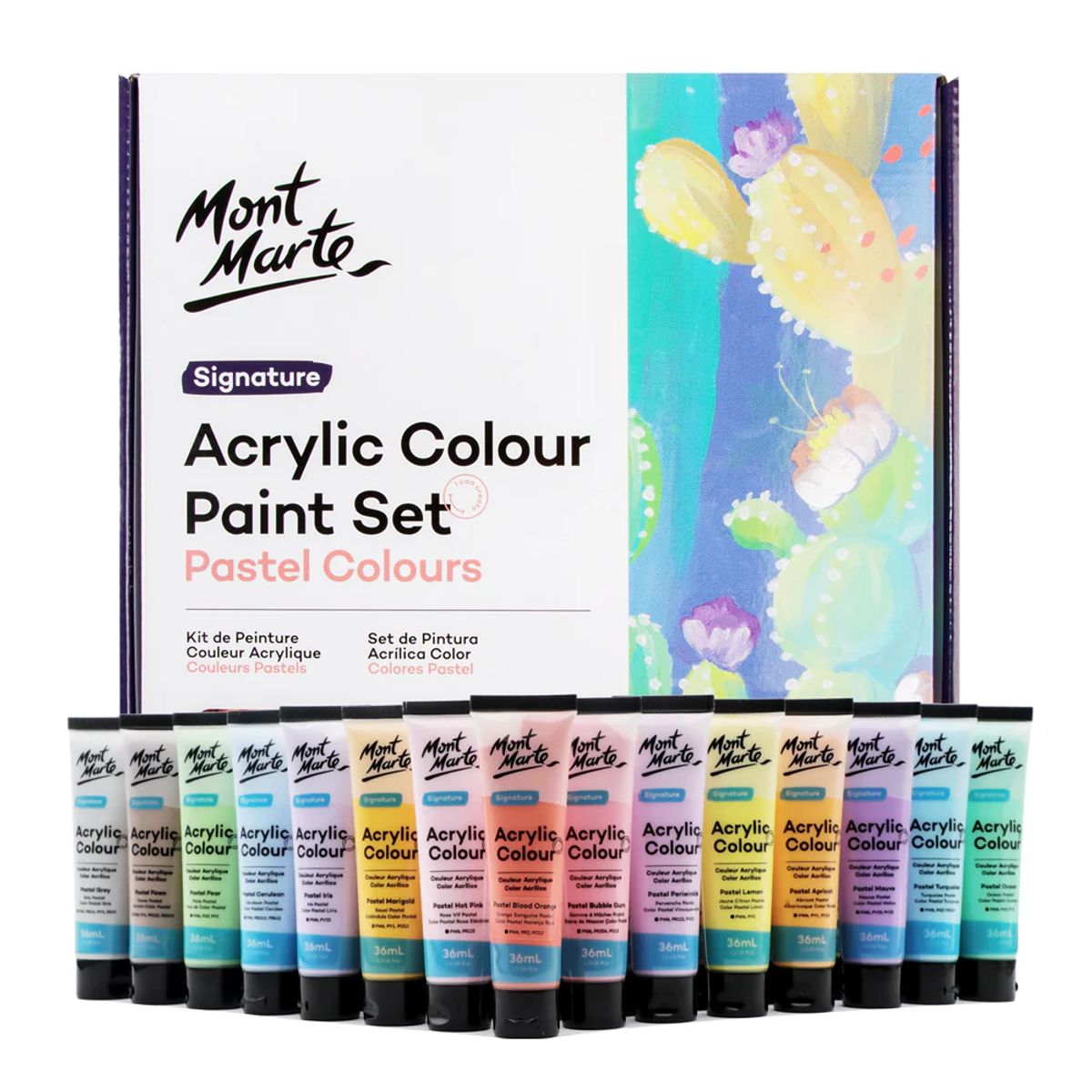 MONT MARTE - Mont Marte Estuche 36 Pinturas Acrílicas Pastel 36ml