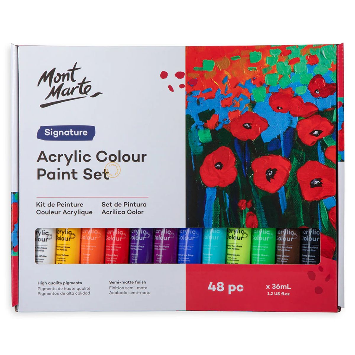 MONT MARTE - Mont Marte Estuche 48 Pinturas Acrílicas Vivos 36ml