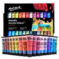 MONT MARTE - Set 24 Pinturas Acrílicas Colores Metálicos 36ml