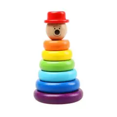 GENERICO - Torre Encaje Montessori Madera Carita Sombrero Para Niños Multicolor