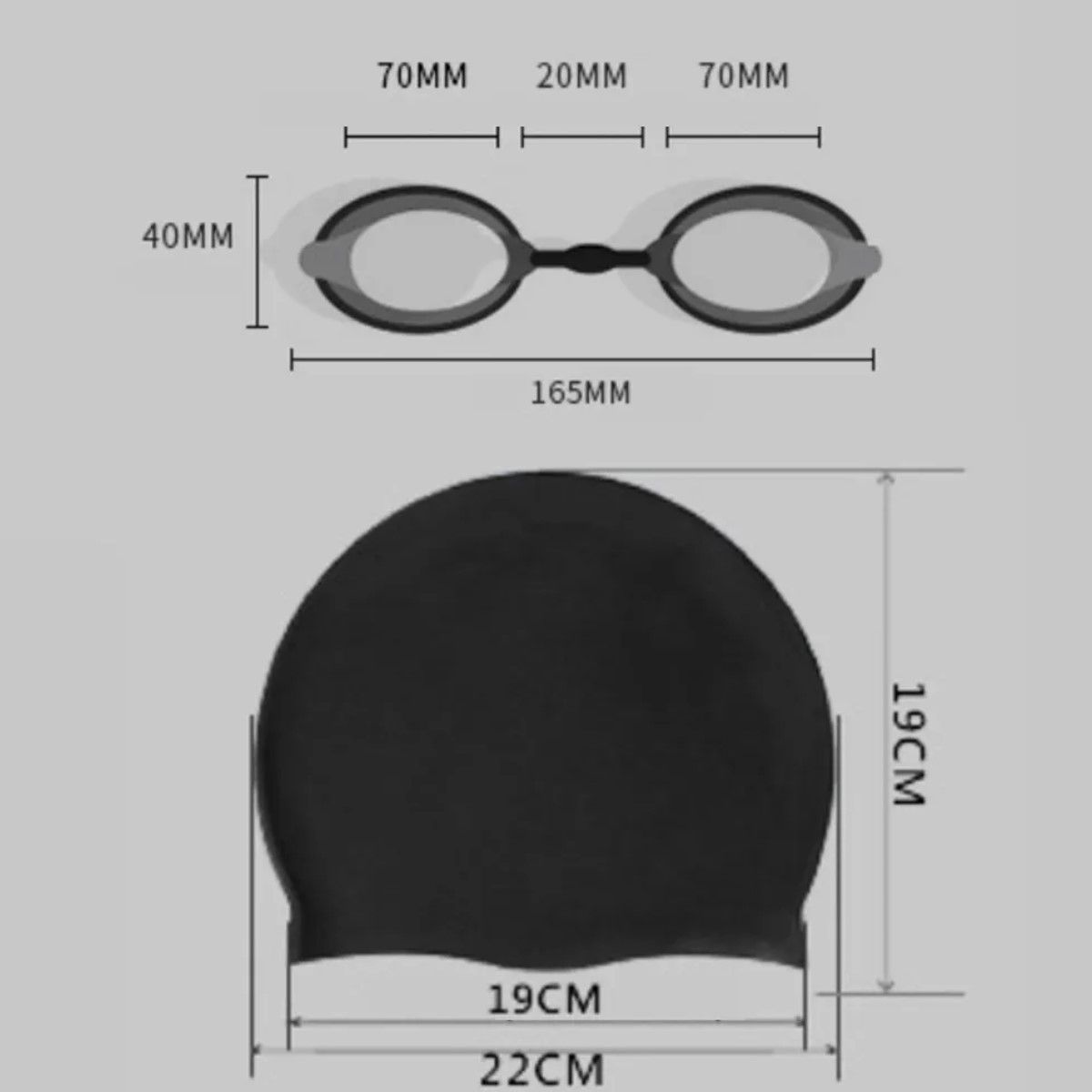 GENERICO - Set Natación Kit Gafas + Gorro Natación + Tapa Oídos Y Nariz Negro BELUG