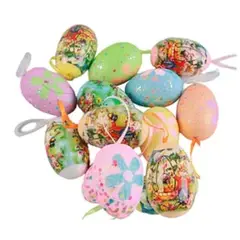 GENERICO - Huevos de pascua de fantasia colores surtidos 4x6cm 6pcs