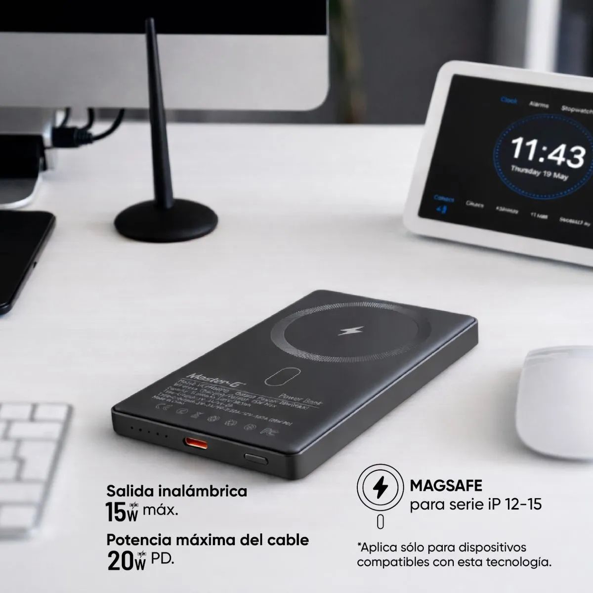 MASTER G - Cargador Inalámbrico MAGSAFE 10.000mAh Compatible con Iphone