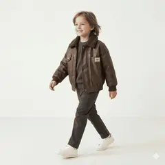 KIBOU - Chaqueta Aviador Niño Cuero Sintético Forrada Invierno