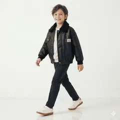 KIBOU - Chaqueta Aviador Niño Cuero Sintético Forrada Invierno