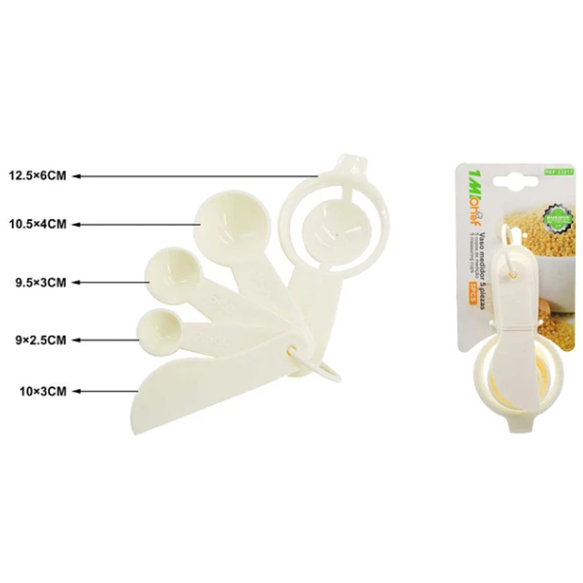GENERICO - Cucharas Medidoras Cocina 5 Piezas Plastico Reposteria