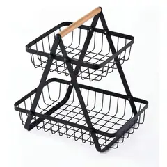 GENERICO - FRUTERO DE MESA CANASTO 2 NIVELES NEGRO