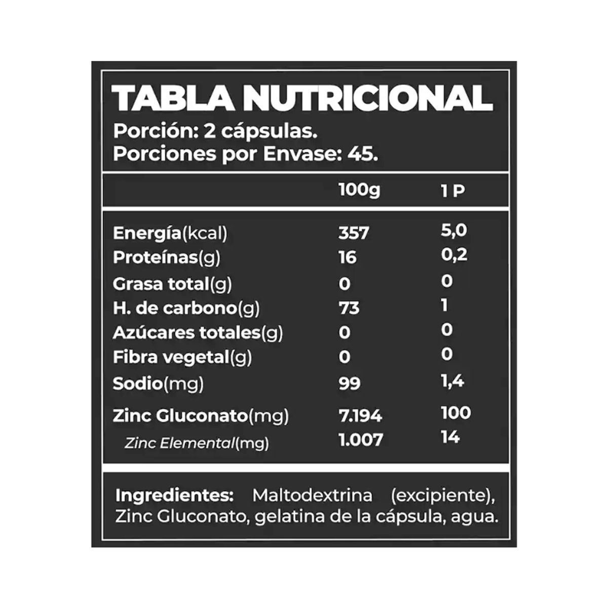 GREATLHETE - Zinc Pro 100 Capsulas Greatlhete