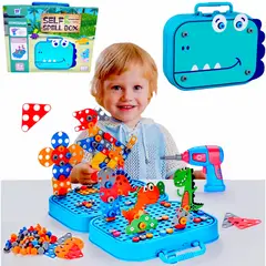 GENERICO - Taladro Azul Dinosaurio Creativo De Construcción Con 228 Piezas Para Niños