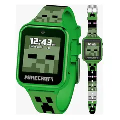 MINECRAFT - Smartwatch Ninos Tactil Camara Juegos Usb Verde Blanco Mesh Verde Claro Plateado