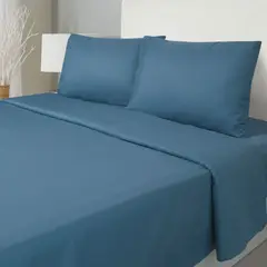 KEYHOME - Juego de Sábanas 2 Plazas Embossed Microfibra Azul