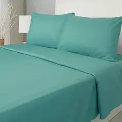 KEYHOME - Juego de Sábanas 2 Plazas Embossed Microfibra Turquesa