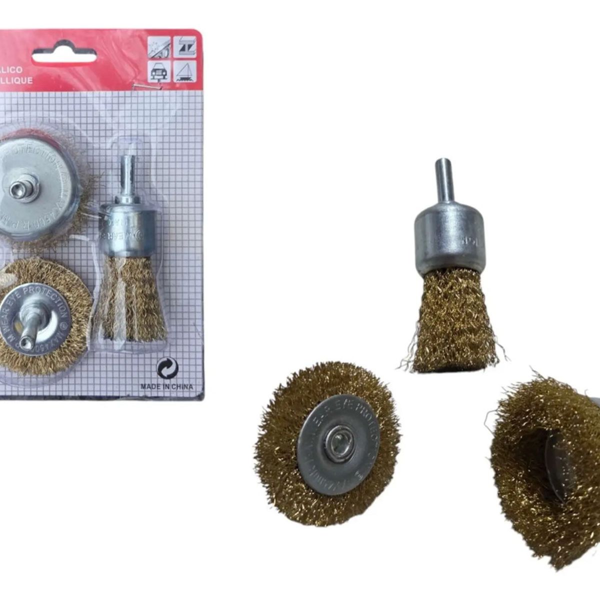 GENERICO - Kit Juego Kit Escobillas De Alambre Para Taladro 3 Pcs Ebr301