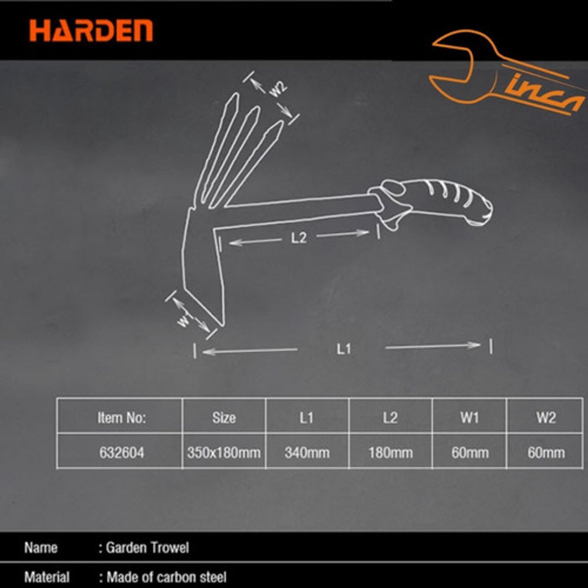 GENERICO - Azada Jardín Harden Mango Ergonómico Metal Goma 34cm