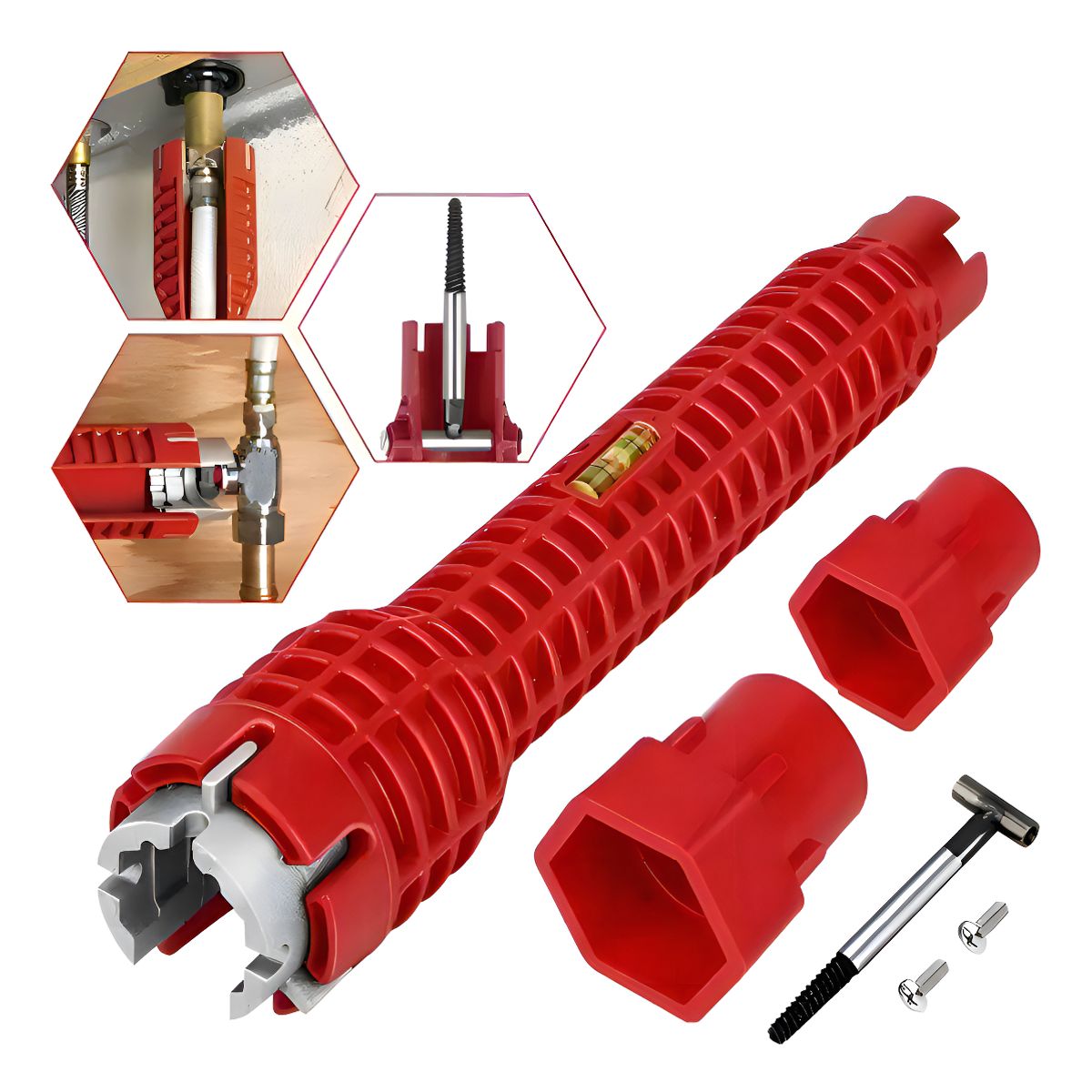 GENERICO - Llave para apretar el tubo del fregadero Genérica color rojo estructurada