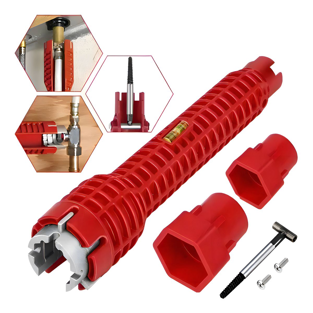 GENERICO - Llave para apretar el tubo del fregadero Genérica color rojo estructurada
