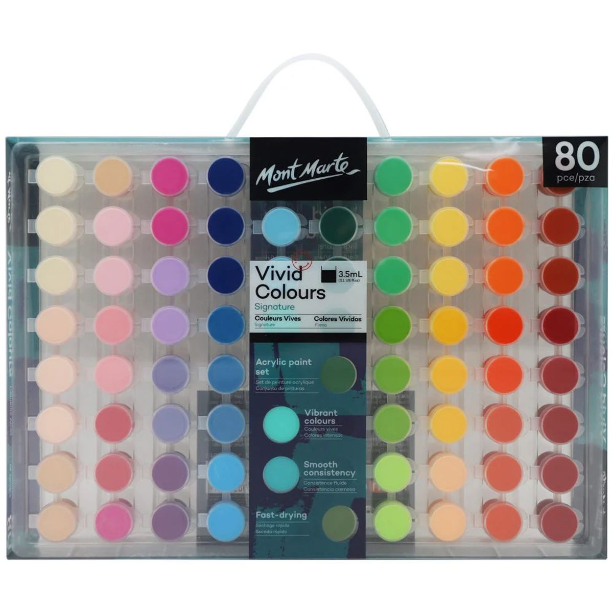 MONT MARTE - Mont Marte Estuche 80 Pinturas Acrílicas Vivid Colours 3.5ml