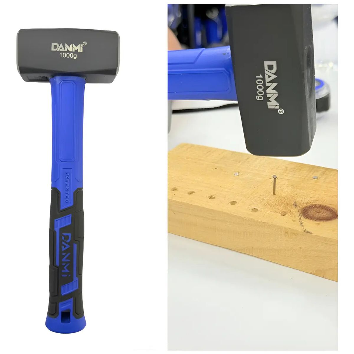 DANMI - Combo Martillo Mazo 1000g Mango Fibra De Vidrio Danmi