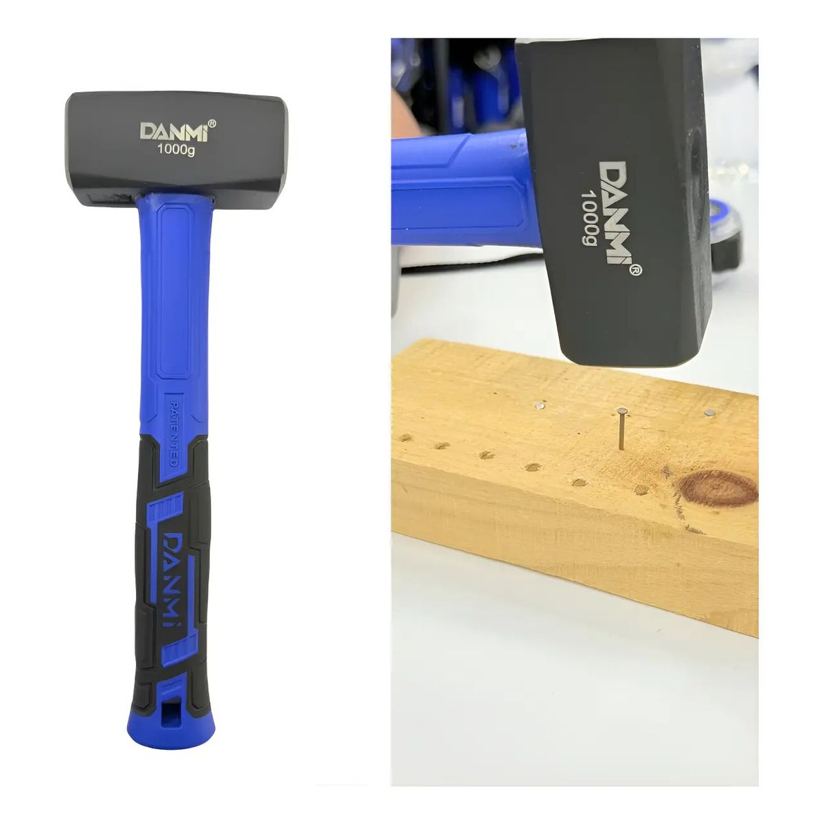 DANMI - Combo Martillo Mazo 1000g Mango Fibra De Vidrio Danmi