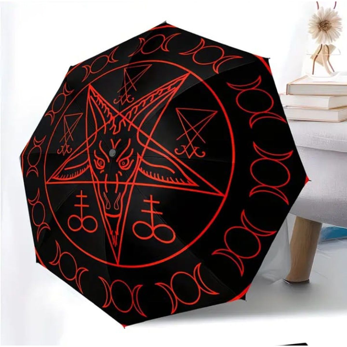 GENERICO - PARAGUAS SOMBRILLA DISEÑO PENTAGRAMA ROJO