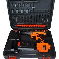 GENERICO - Taladro Inalambrico 18-36n.m 10mm + 2 Bat 21v 6000 Mah Negro+naranja - 003348